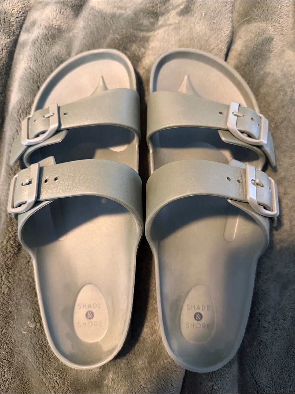 Shade & Shore EVA Double-Buckle Slide Sandals - Olive Green